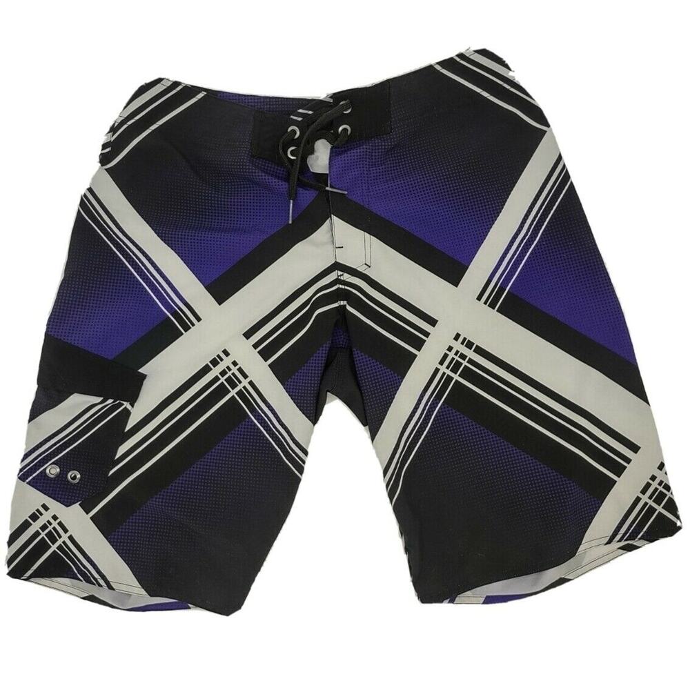 Tony Hawk Board Surf Shorts Men's Size 32 Purple Black Tie Waist